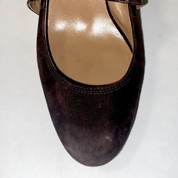 Max Studio brown suede and faux crocodile leather platform pumps - Picture 10 of 11